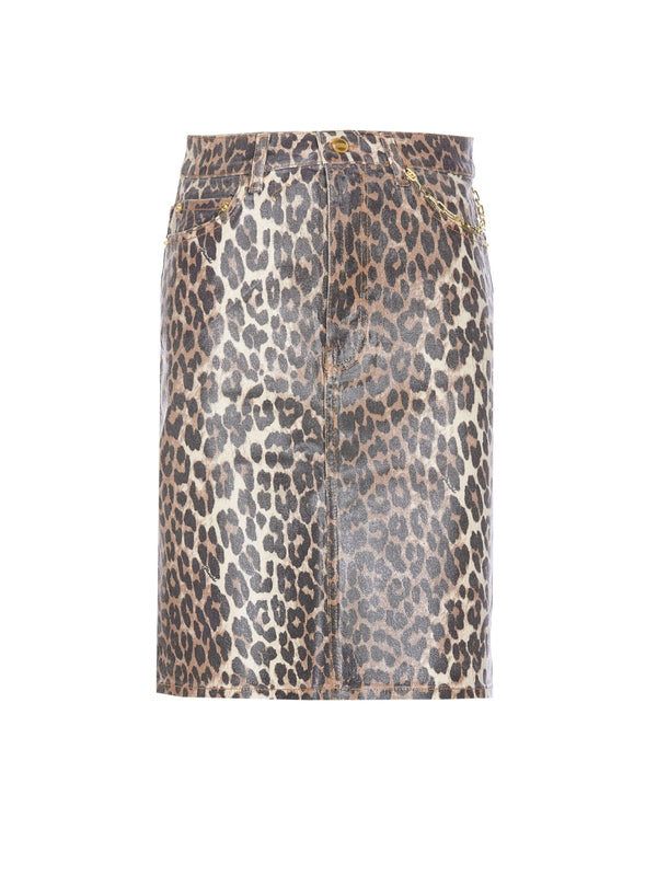 Back Logo Leopard Pattern Skirt