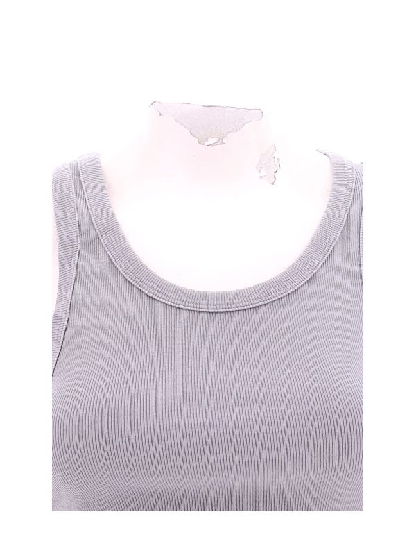 Gray Crew Neck Rib Tank Top