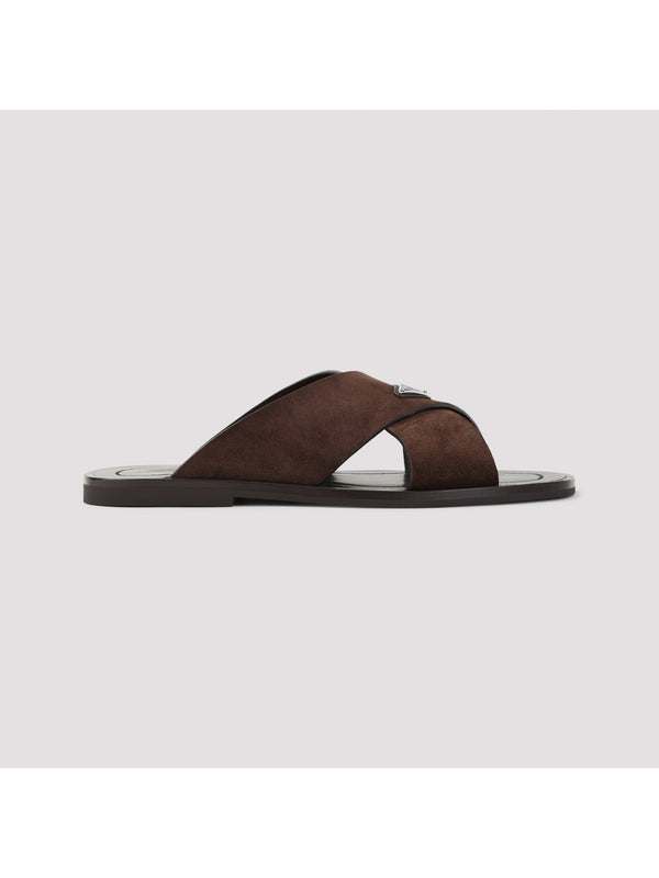 Triangle Logo Calfskin Sandals