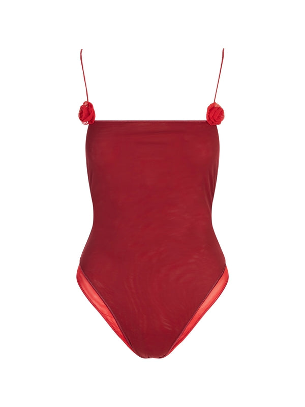 Red Flower Detail Swimsuit