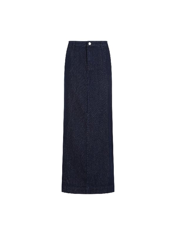 Cotton Denim Maxi Skirt