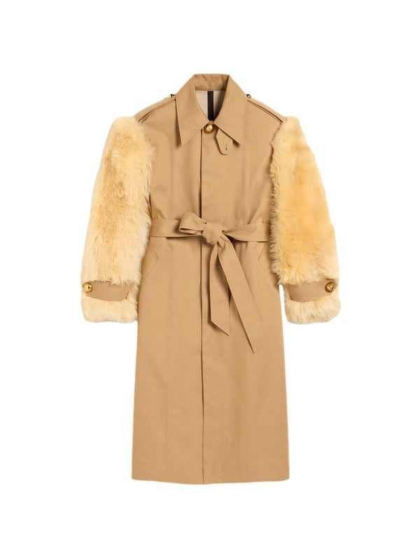 Shearling Detail Cotton Coat