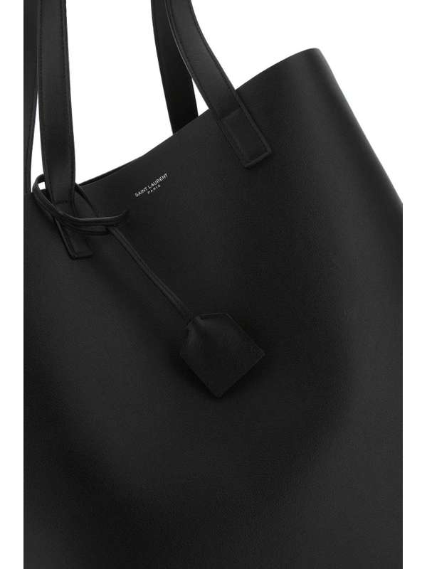 Black Logo Leather Tote Bag