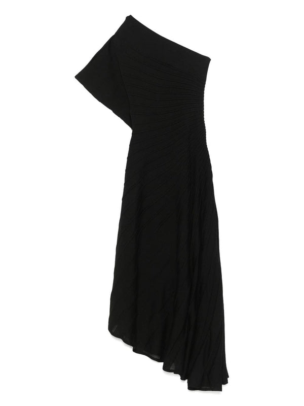 Asymmetric One Shoulder Virgin Wool Dress