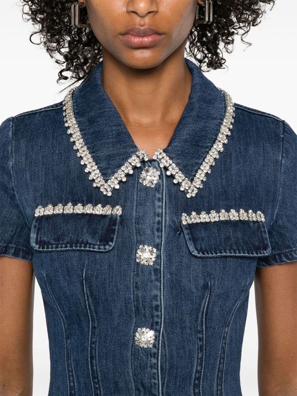 Jewel-Embellished
  Denim Mini Dress