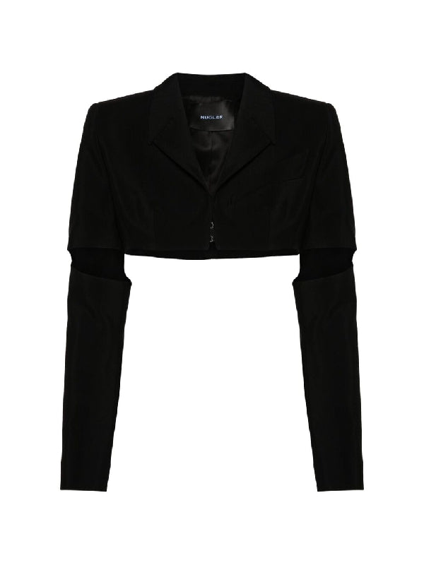 Cutout Sleeve Cropped Jacket