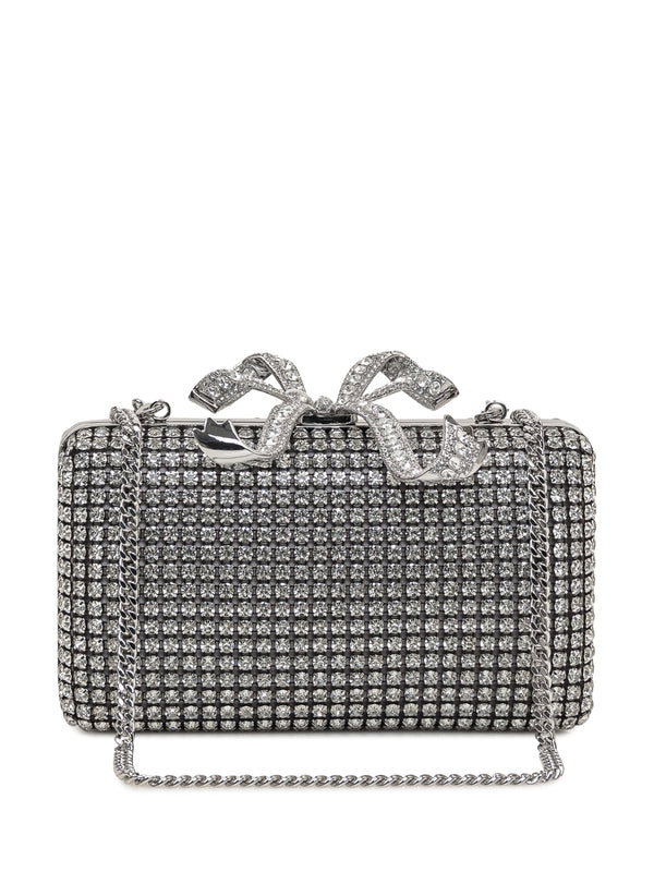 Crystal Bow Accent Chain Clutch Bag