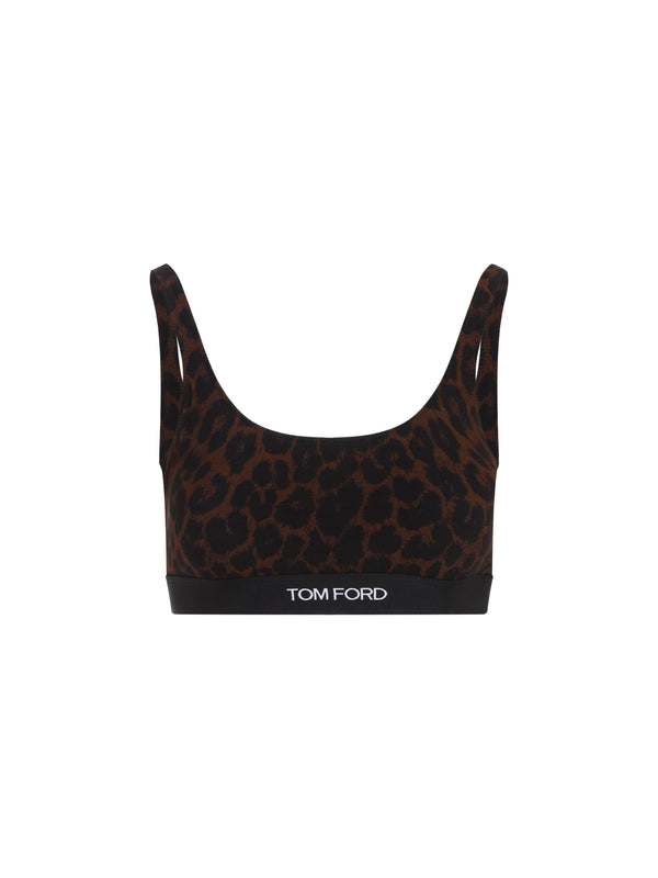 Logo Band Leopard Bralette