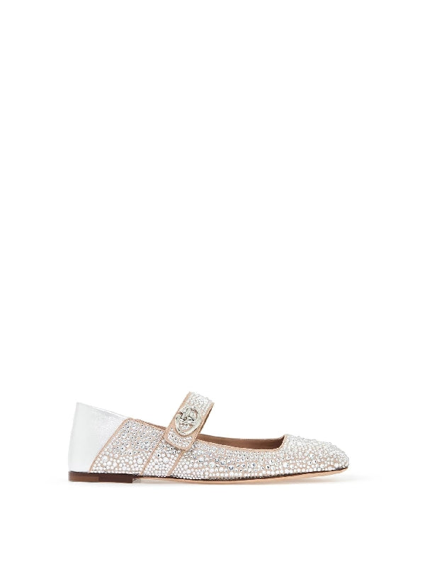 V Logo Crystal-embellished Flat
  Shoes - Jente