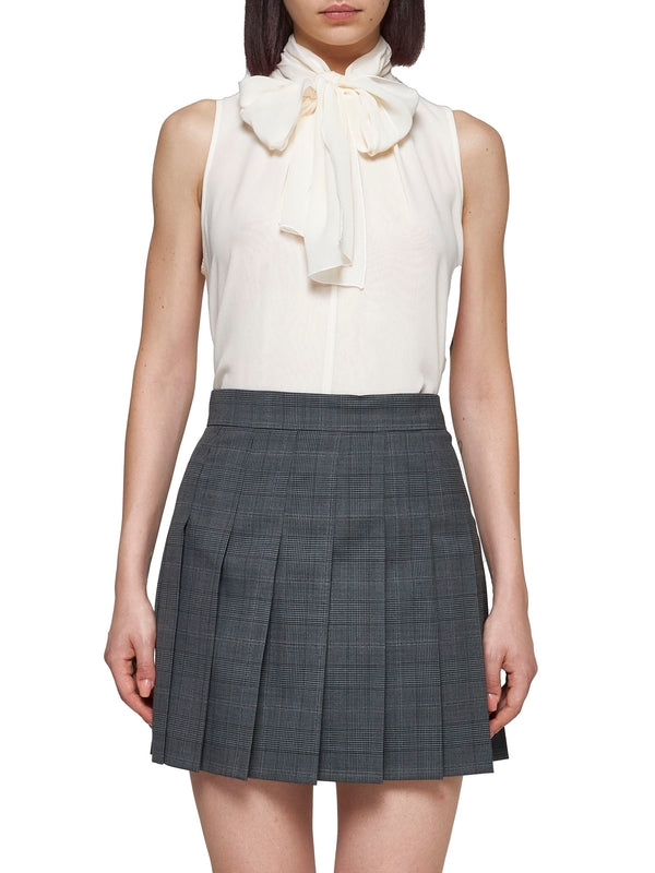 Alcuno Check Pattern Pleated
  Mini Skirt