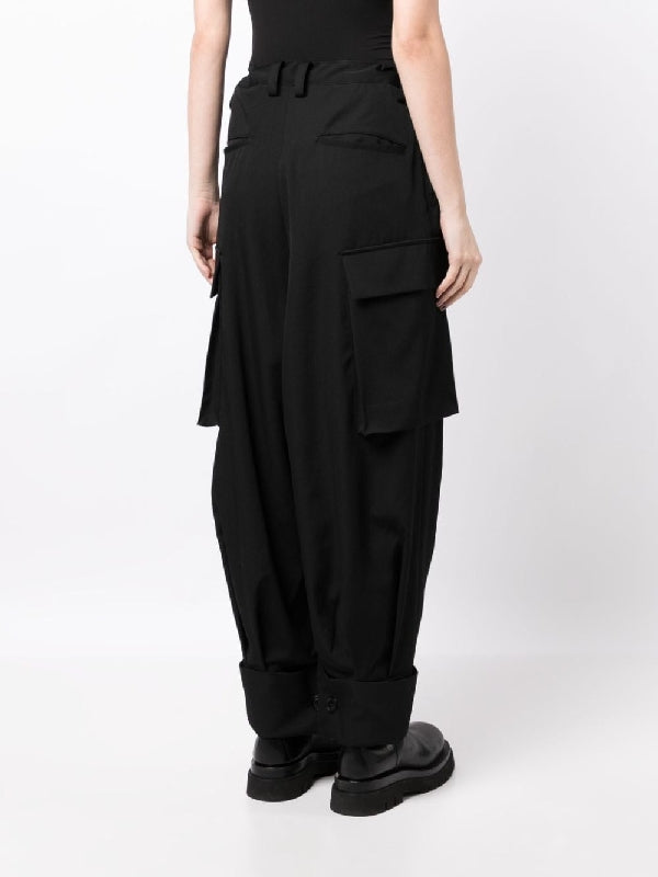 Drop-Crotch Wool Cargo Pants