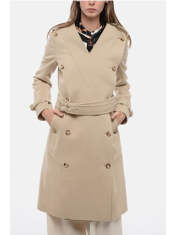 Vネックダブルブレストコート