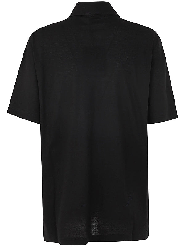 Black Cotton Polo Short Sleeve Shirt