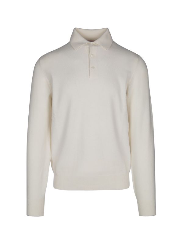 White Cashmere Polo Knit