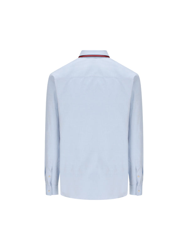 Web Stripe Collar Cotton Shirt