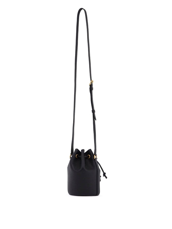 V Logo Leather Mini Bucket Bag