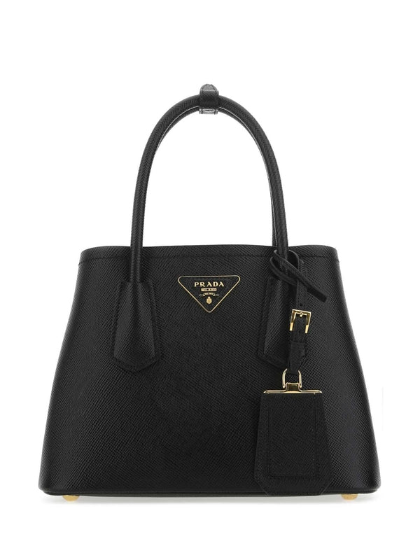 Triangle Logo Saffiano Leather Mini Tote Bag