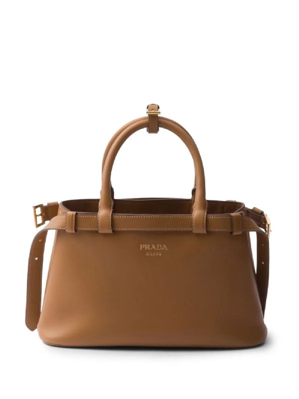 PRADA - Belt Buckle Leather Small Tote Bag - Jente