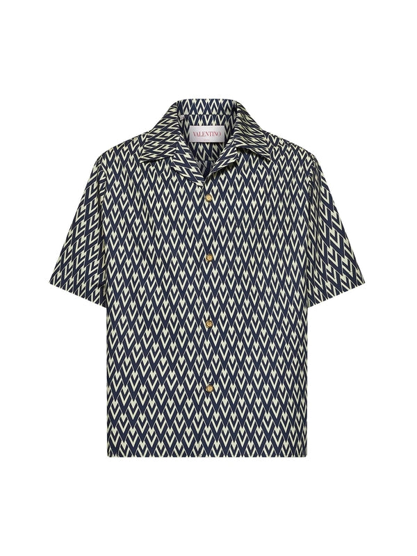 V Logo Pattern Cotton Shirt