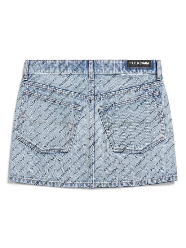 Allover Logo Denim Skirt