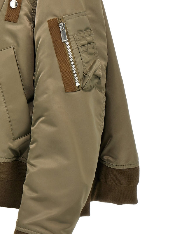 Asymmetric
  Detail Nylon Bomber Jacket