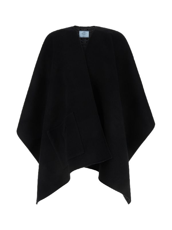 Triangle Patch Pocket Wool Cape