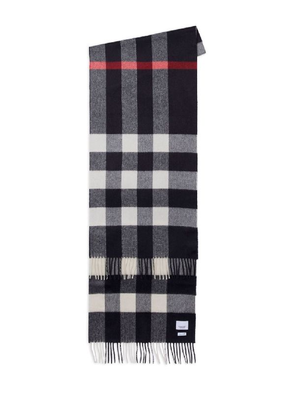 Check Cashmere Fringe Muffler