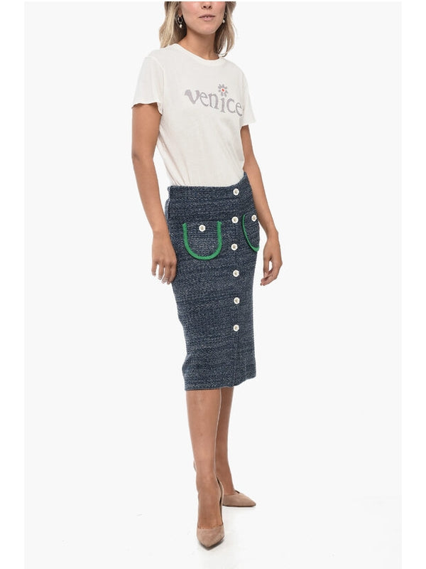 Embroidery Detail Cotton Nylon Midi Skirt