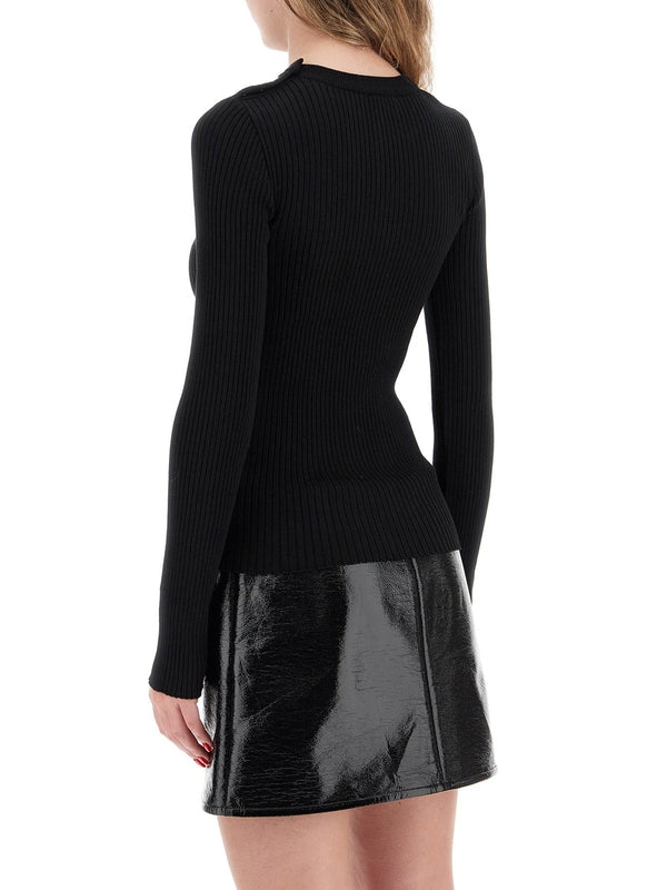 'ribbed stretch knit pullover sweater Knitted