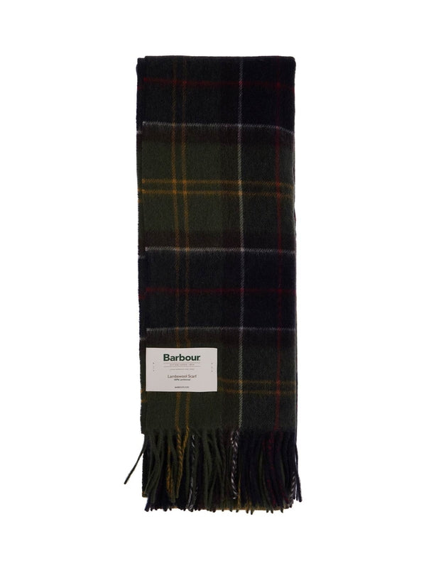 Logo Label Check Fringe Wool Muffler