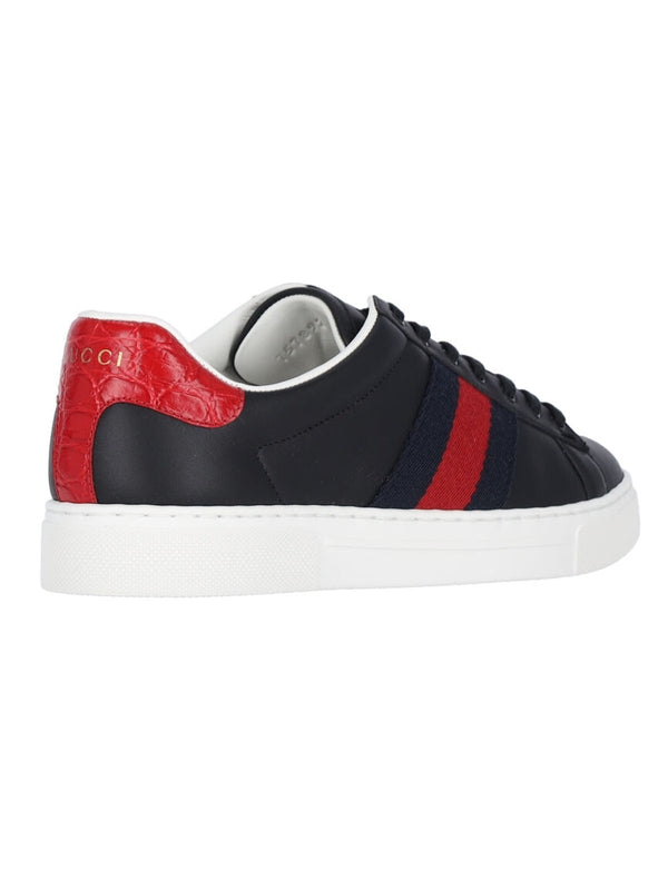 Ace Web Leather Low-Top Sneakers