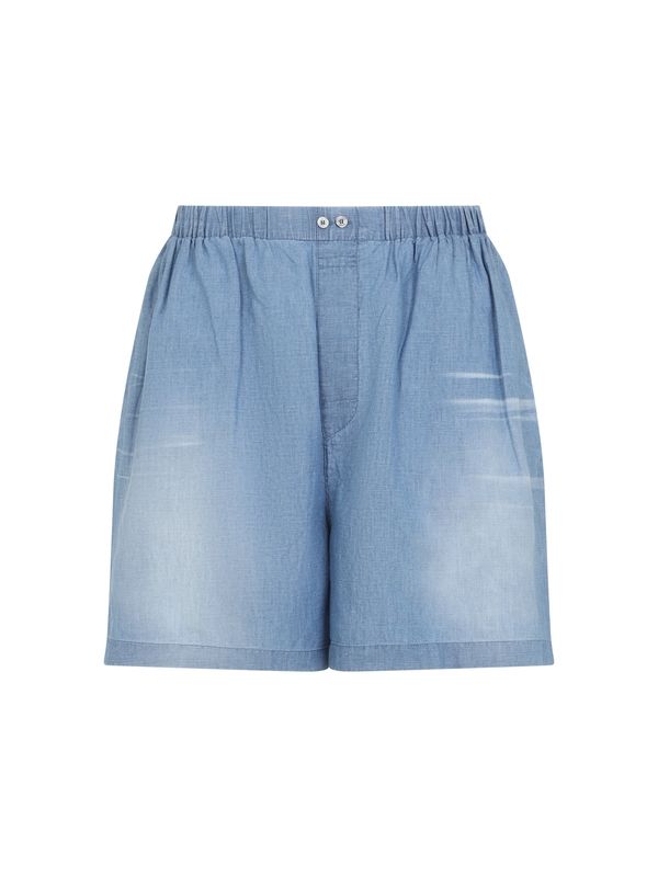 Washed Banded Cotton Linen Shorts