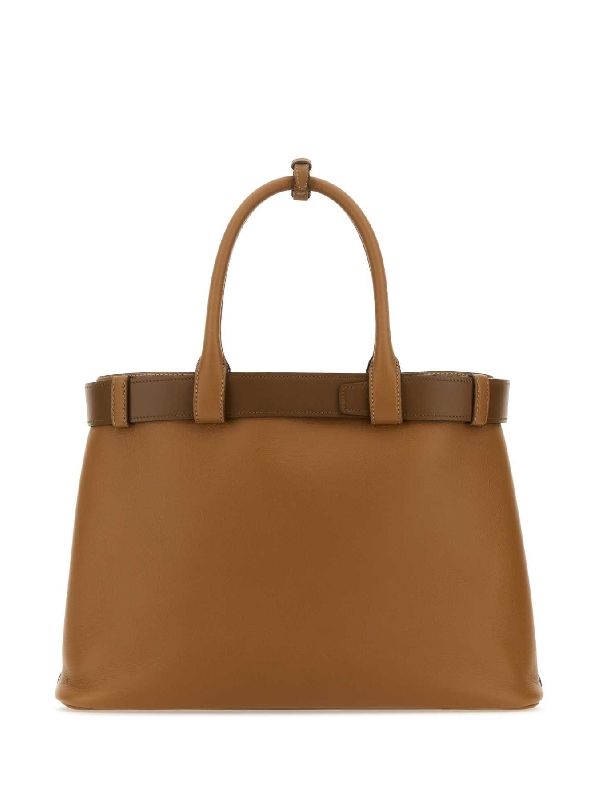 Belt Detail Leather Large Tote Bag