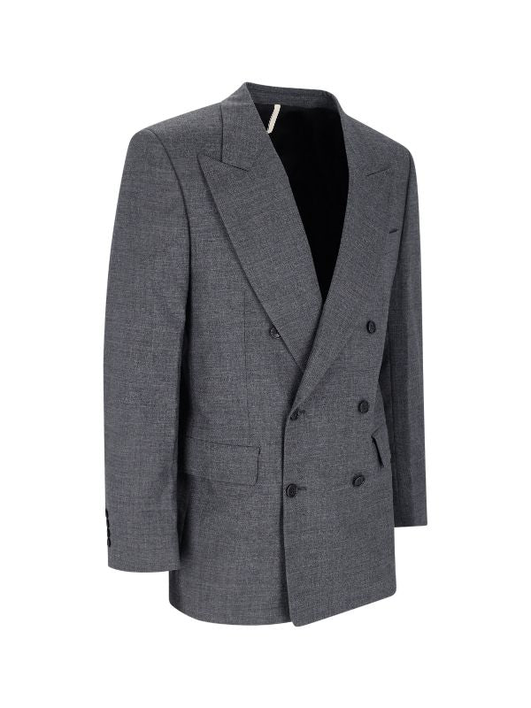 Gray Wool Double-breasted Jacket