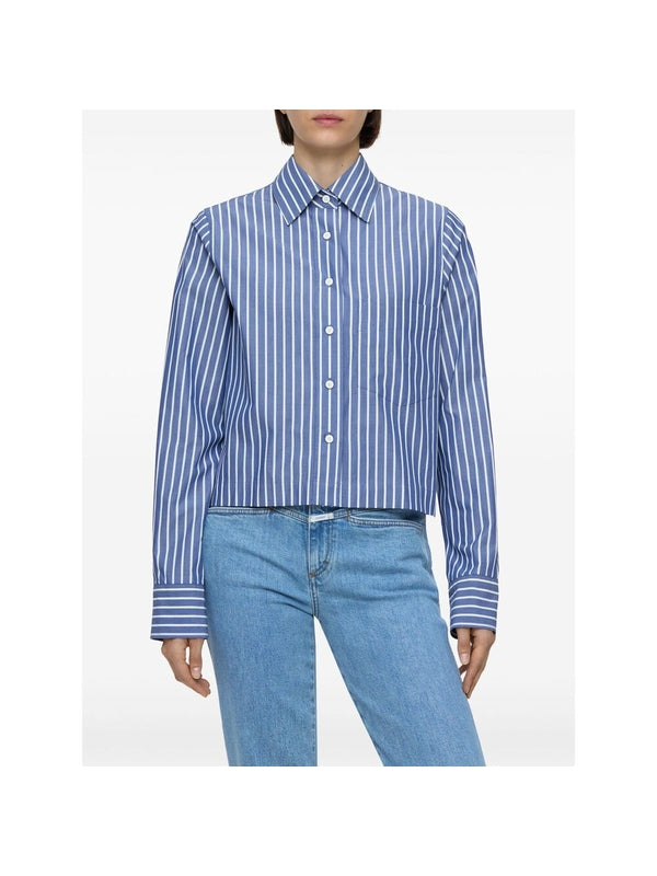 Stripe Pattern Cotton Crop
  Shirt