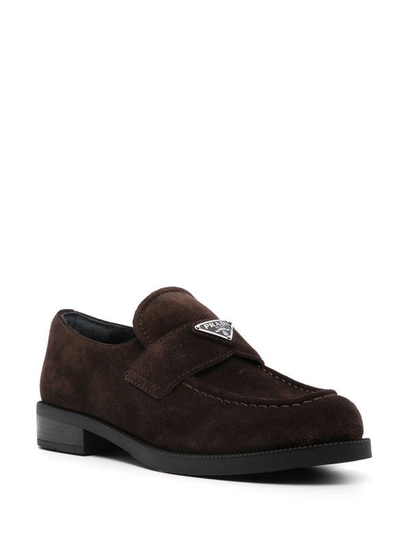 Triangle Logo Suede Loafers