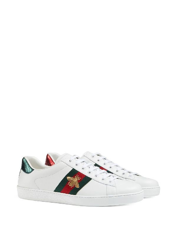 Ace Bee Embroidered Leather Sneakers