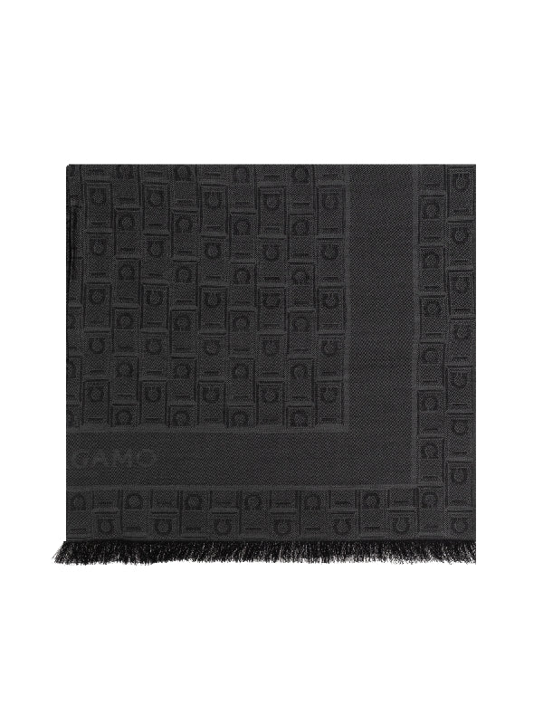 All-Over Gancini Logo Wool
  Silk Scarf