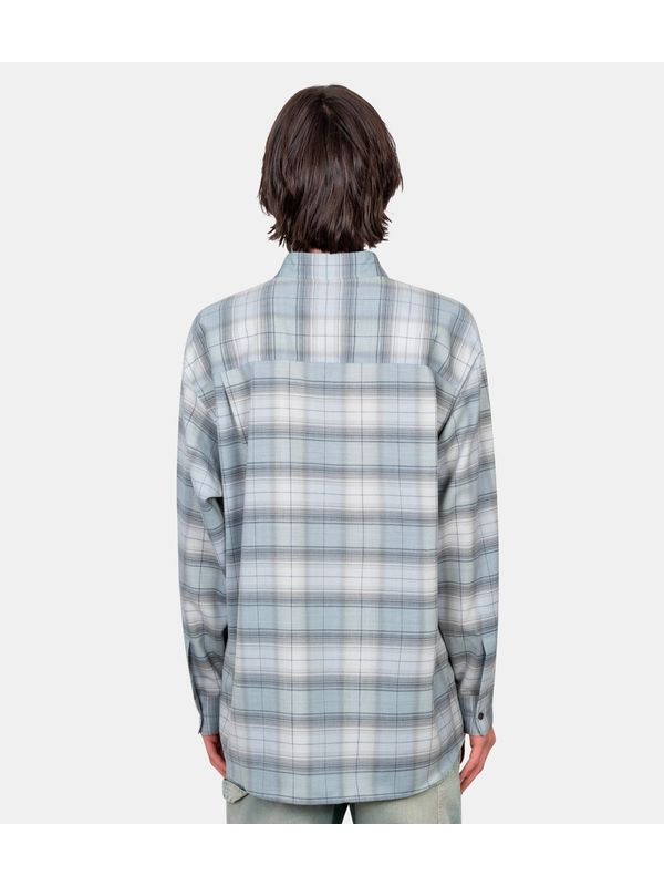 Auralee Super Light Wool Blue Check Shirts