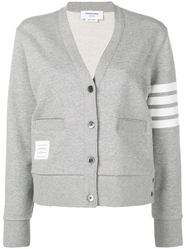 4-Bar V-Neck Cotton Cardigan