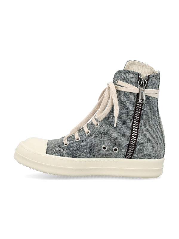 Distressed Denim High-top Sneakers