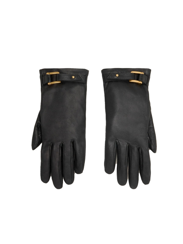 Strap Detail Leather Gloves