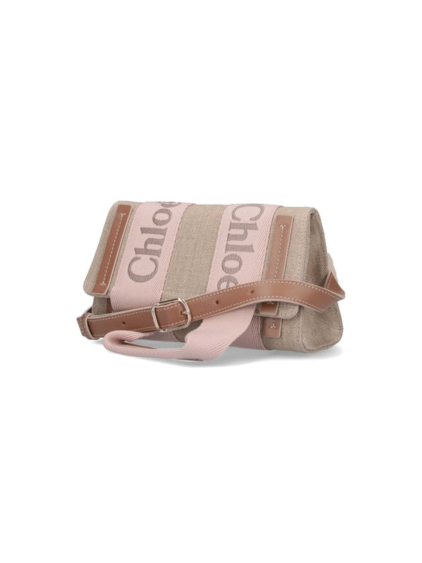 Woody Linen Flap Shoulder Bag