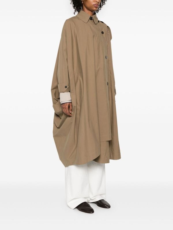 Asymmetric Single Cotton Trench Coat