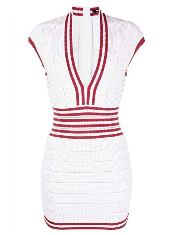 V-Neck Stripe Knit Dress