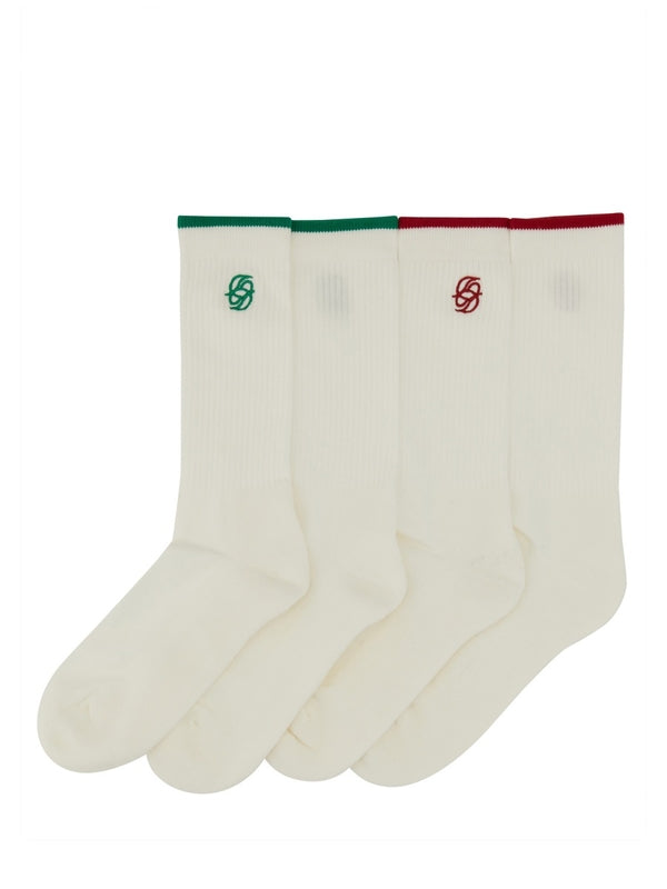 Logo Embroidery Cotton Blend Socks 2 Pack
