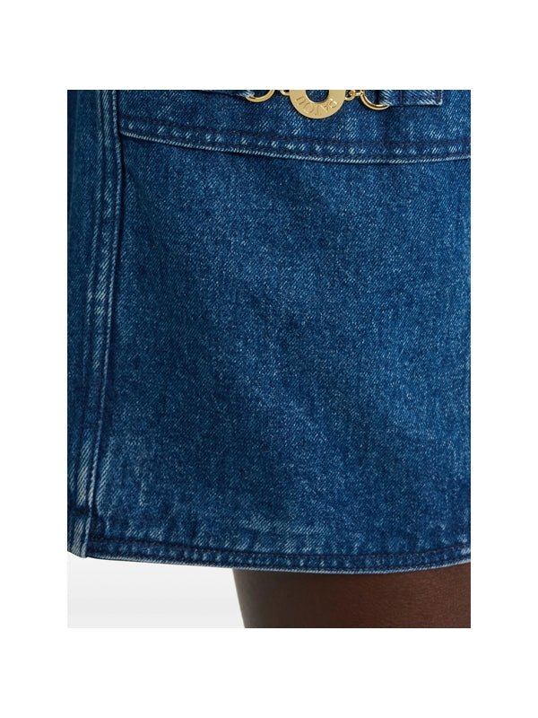 Cotton Denim Zip-up Mini Dress