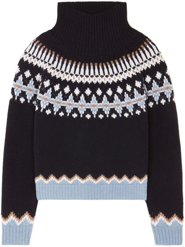 Jacquard Pattern Wool High-neck Knit