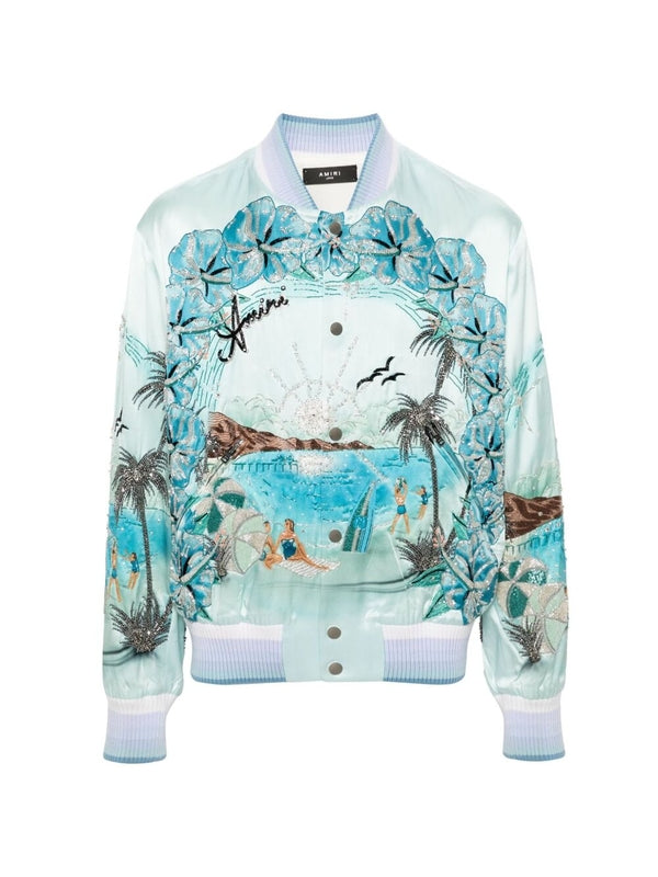 Paradise Printing Silk Bomber Jacket