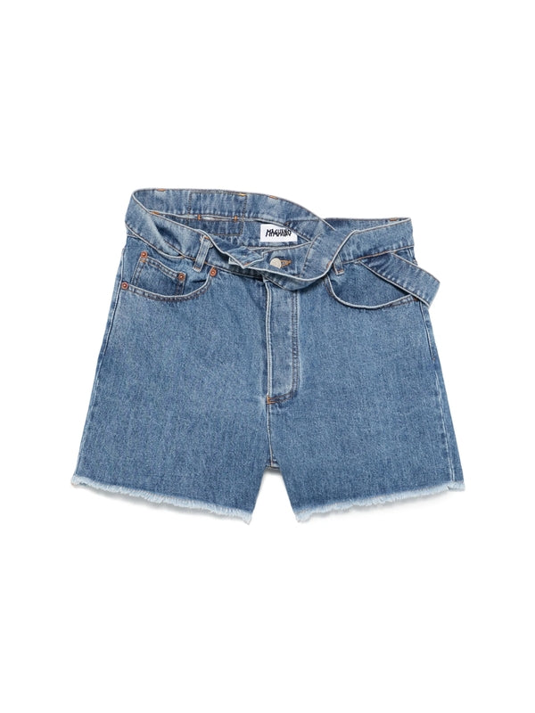 Twist Belt Loop Detail Denim
  Shorts